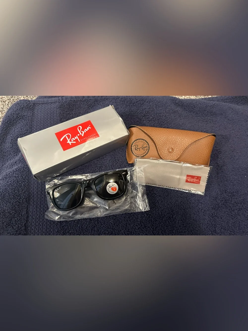 Ray-Ban Men's Black Sunglasses with Brown Case and Gray Lenses
